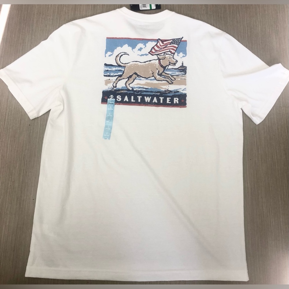 IZOD Saltwater Americana Crew Neck Classic Fit Graphic T-Shirt size Large NWT - Picture 6 of 9